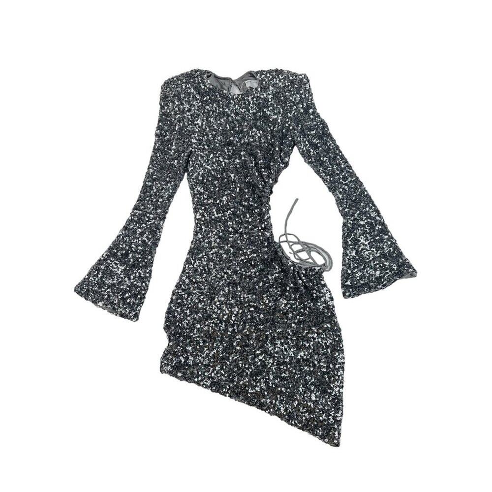 Miss Circle - Myla Cut Out Sequin Mini Dress in Gray Silver